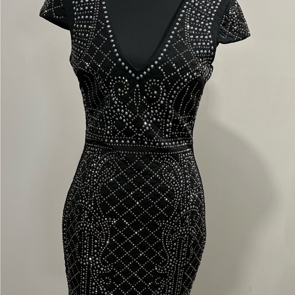 Bebe Black Sequin Bodycon Mini Dress